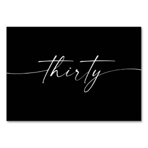 Elegant Minimal Script Table Cards Number 30