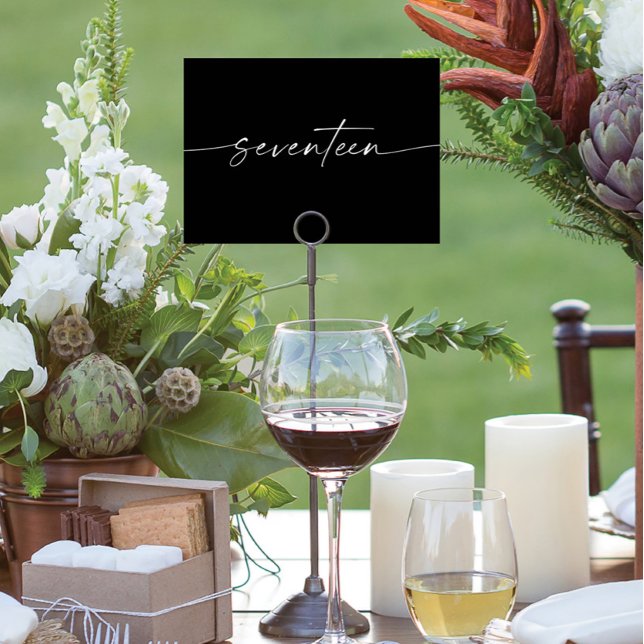 Elegant Minimal Script Table Cards Number Seventee (Creator Uploaded)