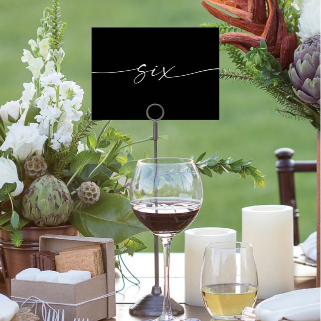 Elegant Minimal Script Table Cards Numbers Six (Creator Uploaded)