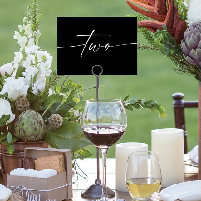 Elegant Minimal Script Table Cards Numbers Two (Creator Uploaded)