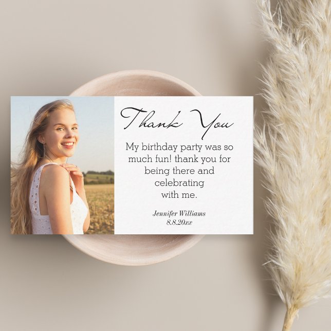elegant minimal script thank you sweet 16 photo card (Creator Uploaded)