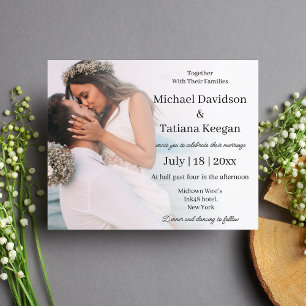 elegant minimal script wedding photo invitation