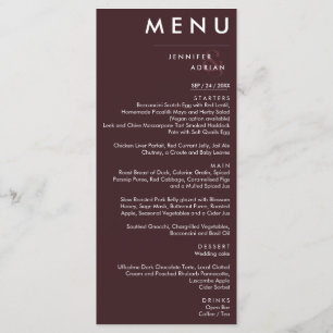 Elegant Minimal Seal brown Modern Wedding Dinner  Menu