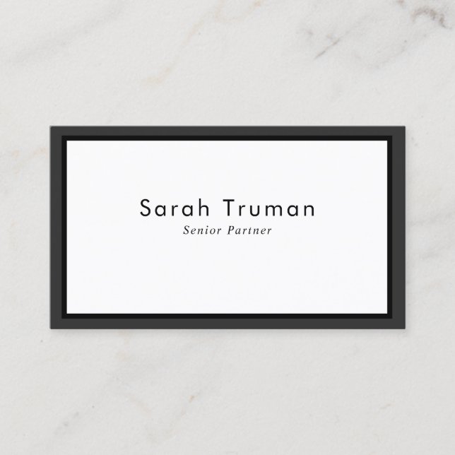 Elegant Minimal Senior Partner Grey and black Business Card (Front)
