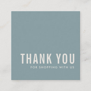 ELEGANT MINIMAL SIMPLE DUSKY BLUE GREY THANK YOU SQUARE BUSINESS CARD