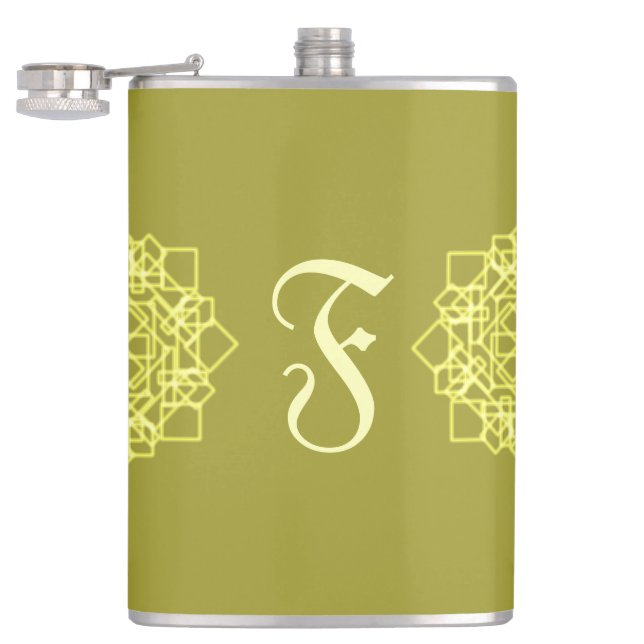 Elegant Minimal Simple Geometric Gradient Gold Hip Flask (Opened)