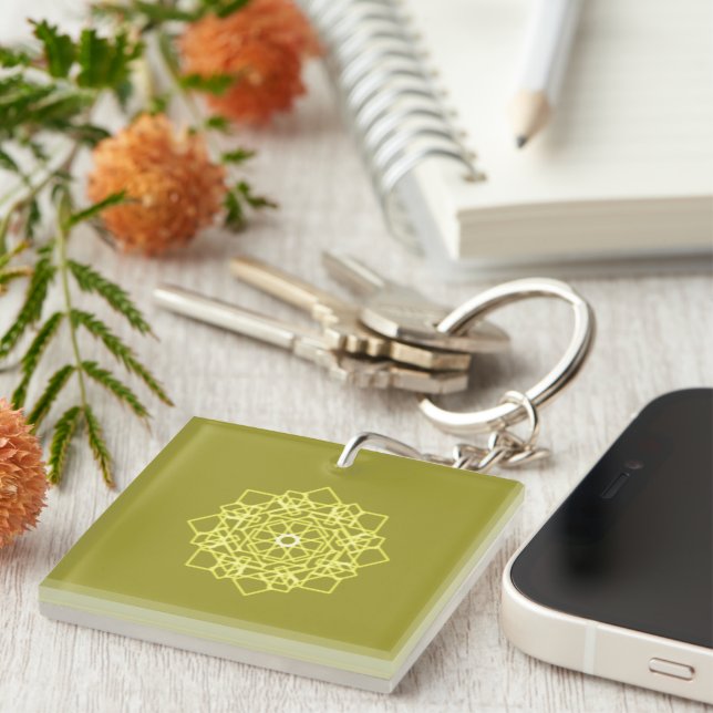 Elegant Minimal Simple Geometric Gradient Gold Key Ring (Front Right)