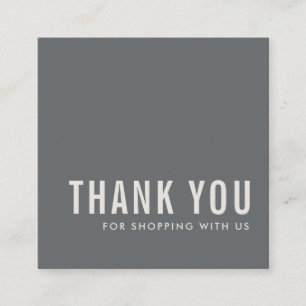 ELEGANT MINIMAL SIMPLE GREY OFF WHITE THANK YOU  SQUARE BUSINESS CARD