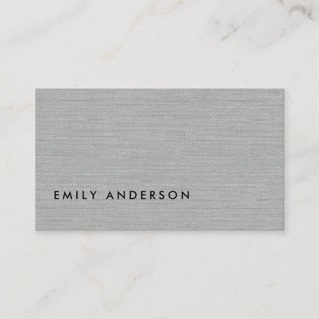 ELEGANT MINIMAL SIMPLE LIGHT GREY FABRIC TEXTURE BUSINESS CARD (Front)
