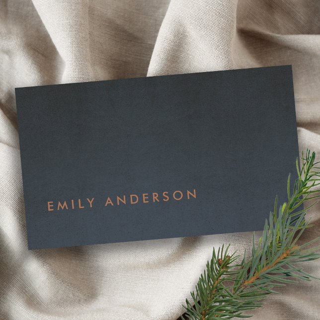 ELEGANT MINIMAL SIMPLE STEEL GREY BLUE FOIL BLUSH BUSINESS CARD (Creator Uploaded)