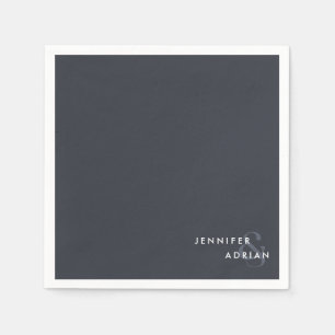 Elegant Minimal Squid Ink Modern Wedding Napkins