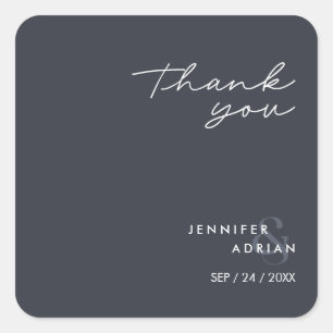 Elegant Minimal Squid Ink Modern Wedding Square Sticker
