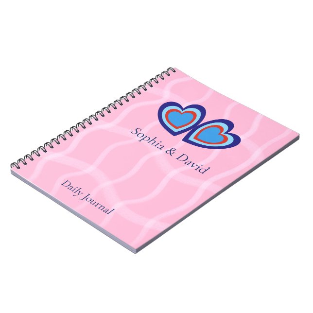 Elegant Minimal Stripes and Hearts Notebook  (Left Side)