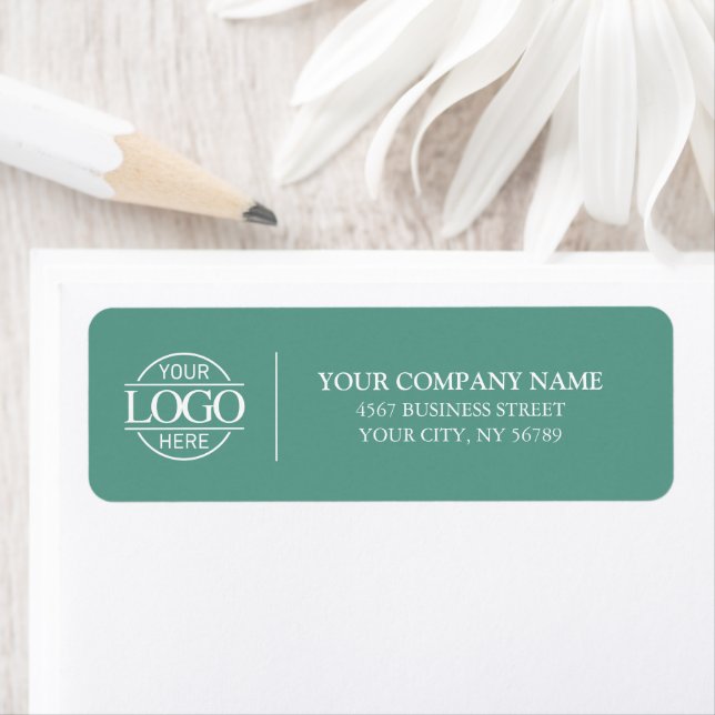 Elegant Minimal Teal Business Logo Return Address (Insitu)