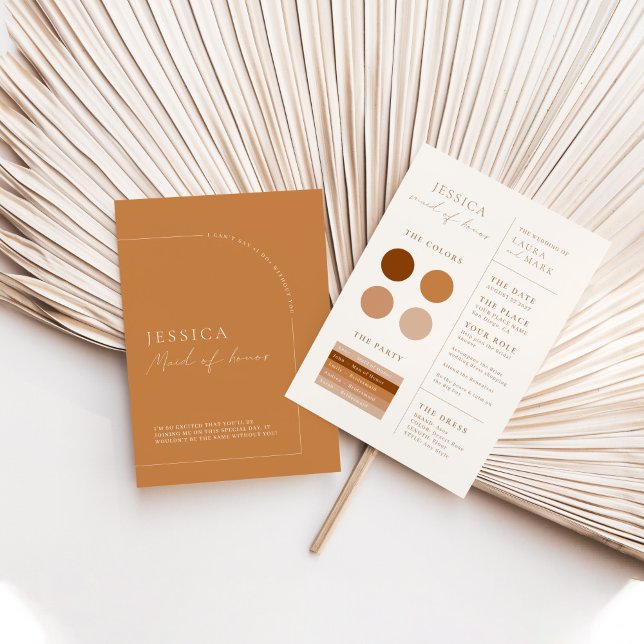 Elegant Minimal Terracotta Maid of Honour Info Car Invitation (Creator Uploaded)