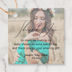 elegant minimal thank you baby shower photo favour tags