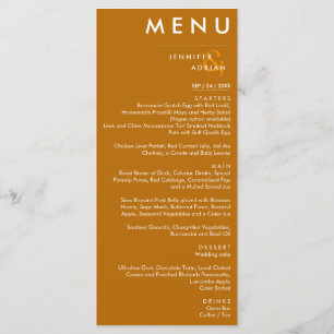 Elegant Minimal Tiger’s Eye Modern Wedding Dinner  Menu