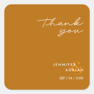 Elegant Minimal Tiger’s Eye Modern Wedding Square Sticker