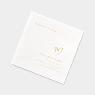 Elegant Minimal Topography Heart Bridal Shower Foil Napkins