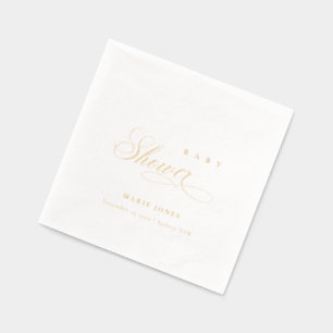 Elegant Minimal Topography Script Baby Shower Foil Napkins
