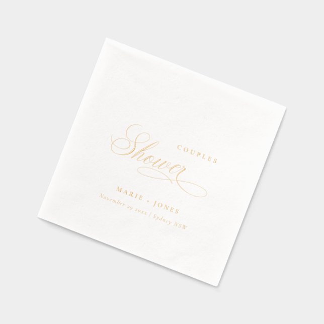 Elegant Minimal Topography Script Couples Shower Foil Napkins (Left)