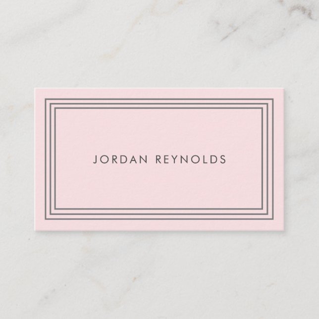 Elegant Minimal Triple Frame Pink Business Card (Front)