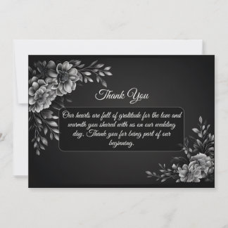 Elegant Minimal Typography Black White Monochrome Thank You Card