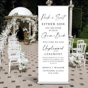 Elegant Minimal Unplugged Wedding Ceremony Welcome Retractable Banner
