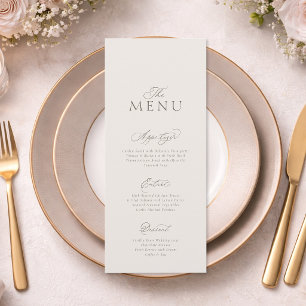 Elegant Minimal Vertical Wedding Menu Card