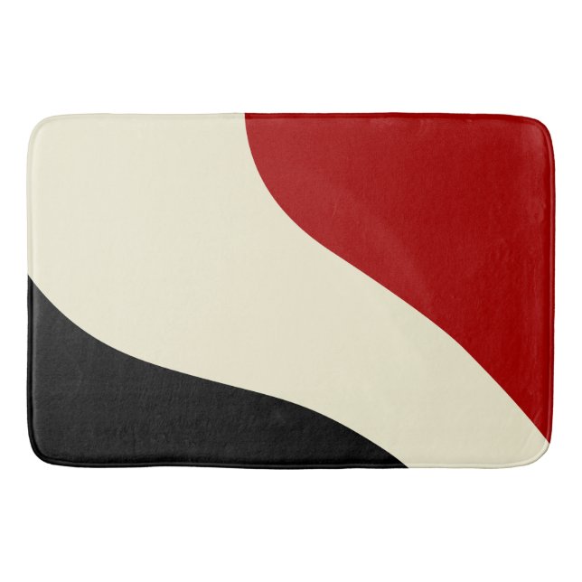 Elegant minimal wave in Red, Black, and Cream Bath Mat (Front)