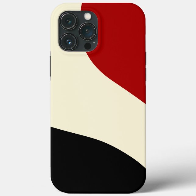 Elegant minimal wave in Red, Black, and Cream Case-Mate iPhone Case (Back)