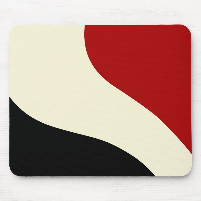 Elegant minimal wave in Red, Black, and Cream Mouse Mat (Front)