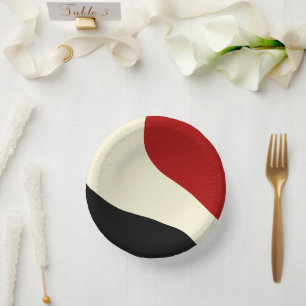 Elegant minimal wave in Red, Black, and Cream Paper Plate