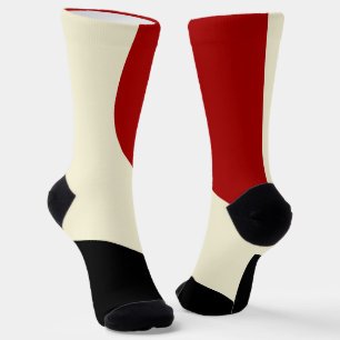 Elegant minimal wave in Red, Black, and Cream Socks