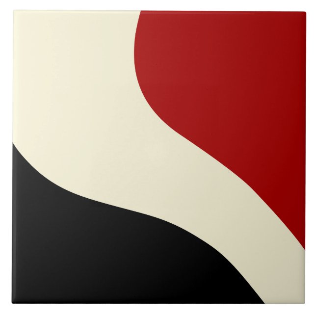 Elegant minimal wave in Red, Black, and Cream Tile (Front)
