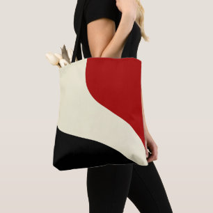 Elegant minimal wave in Red, Black, and Cream Tote Bag