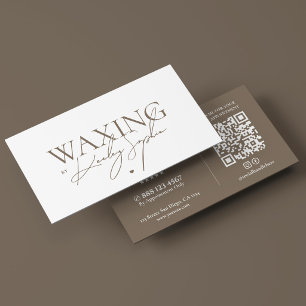 Elegant Minimal Waxing Specialist Taupe Business Card