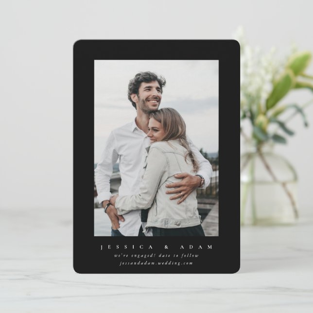 Elegant Minimal We’re Engaged! Photo Announcement (Standing Front)
