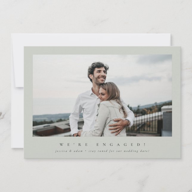 Elegant Minimal We’re Engaged! Photo Announcement (Front)