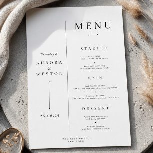 Elegant Minimal Wedding Menu Card Classic Modern