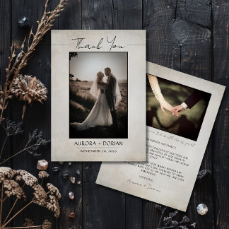 Elegant Minimal Wedding Photo Thank You Card