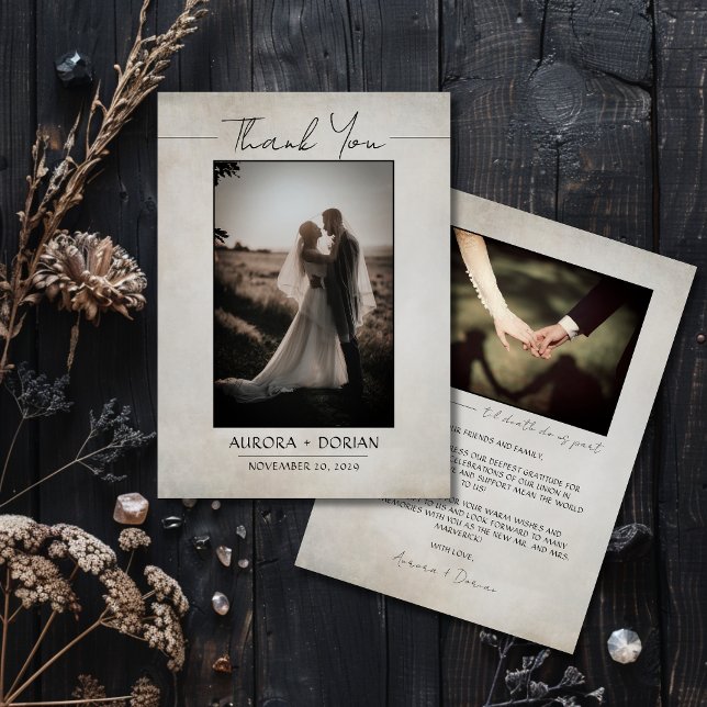 Elegant Minimal Wedding Photo Thank You Card (Creator Uploaded)