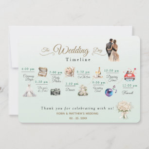 Elegant Minimal Wedding Program Timeline Invitation