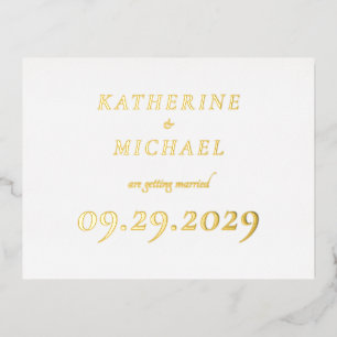 Elegant Minimal Wedding Real Gold Foil Invitation