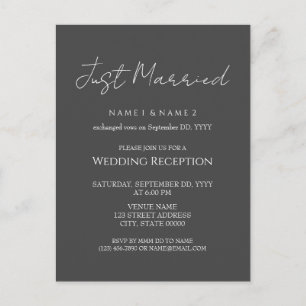 Elegant Minimal Wedding Reception Eloped Postcard