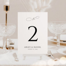 Elegant Minimal Wedding Table Number