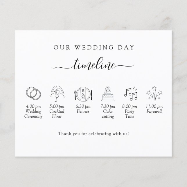 Elegant Minimal Wedding Timeline, Program (Front)