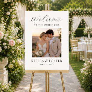 Elegant Minimal Wedding Welcome Photo Sign