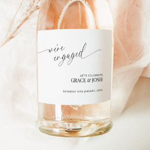 Elegant Minimal We're Engaged Engagement Party Sparkling Wine Label