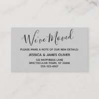 Elegant, Minimal "We've Moved"  Light Grey Card